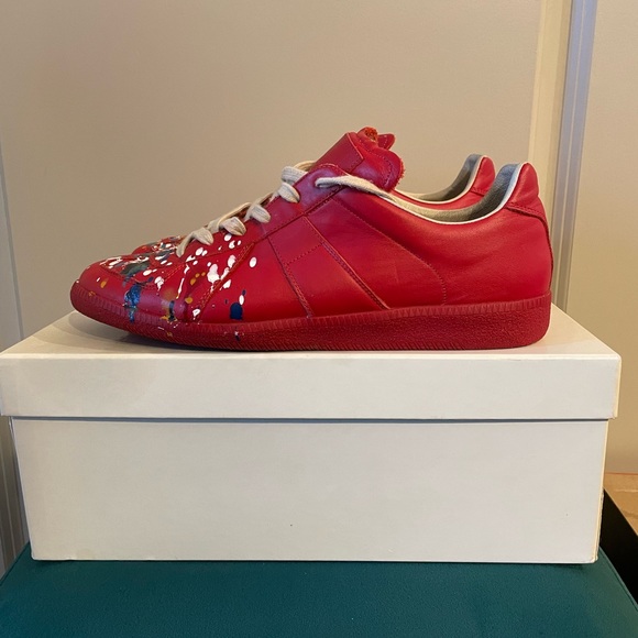 Maison Margiela Men’s Replica Paint-Splattered Low-Top Sneakers - Size 43 - Picture 5 of 7